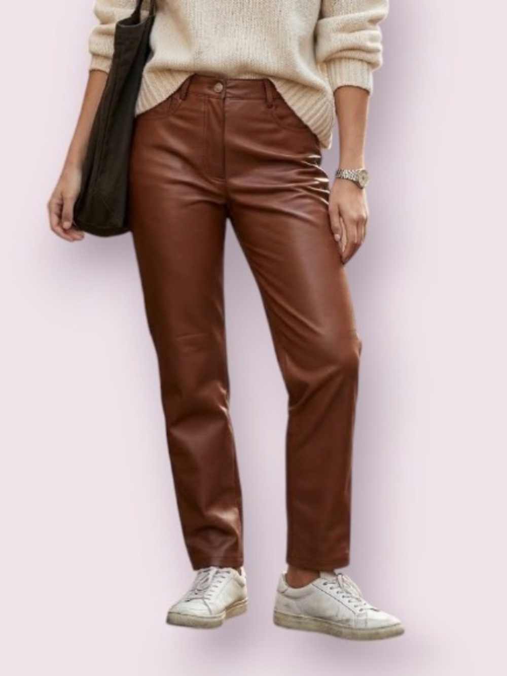 Aritzia Wilfred The Melina Pant Buttery Soft Vegan Leather Brown Size 4